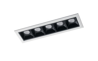 Luminosa Lighting Luminosa Sinkro Led Aluminum Recessed 5 Light Downlight Anti GlareWhiteBlack4000K2W from B&Q