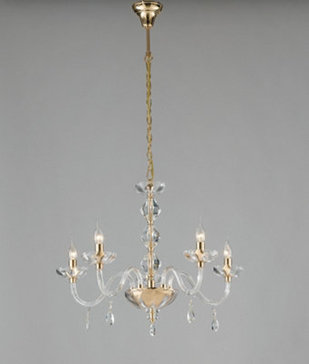 Luminosa Lighting Luminosa Riflesso 5 Light Chandeliers GoldCrystal 70X53Cm