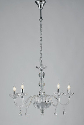 Luminosa Lighting Luminosa Riflesso 5 Light Chandeliers ChromeCrystal 70X53Cm