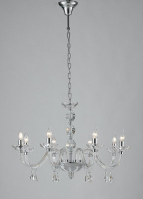 Luminosa Lighting Luminosa Riflesso 8 Light Chandeliers ChromeCrystal 83X53Cm