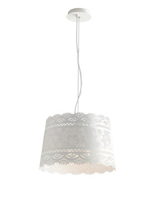 B&Q -  Luminosa Cluny 3 Light Cylindrical Pendant Ceiling Light White 40X27.5Cm