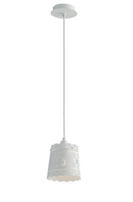 B&Q -  Luminosa Cluny Dome Pendant Ceiling Light White 14X14Cm