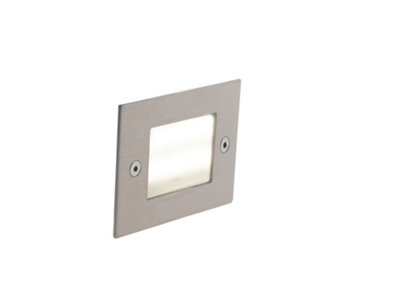 Luminosa Lighting Luminosa Bolt Outdoor Led Recessed Wall Light NickelIp54 240Lm 4000K 7.1X7.1X8Cm from B&Q