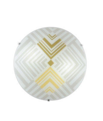 Luminosa Lighting Luminosa Seventy 3 Light Patterned Glass Flush Ceiling Light White 40Cm from B&Q