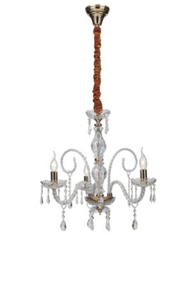 Luminosa Lighting Luminosa Monalisa 3 Light Chandeliers GoldCrystal 53X70Cm