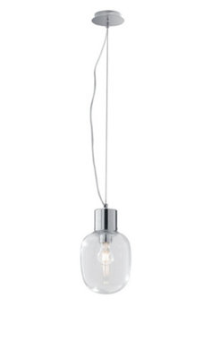 Luminosa Lighting Luminosa Fellins Globe Pendant Ceiling Light Chrome 18X22Cm from B&Q
