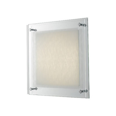 Luminosa Lighting Luminosa Joyce Led Patterned Glass Flush Ceiling Light White 2100Lm 4000K 42X42Cm from B&Q