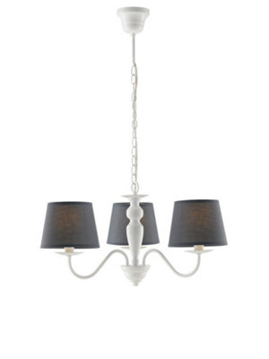 Luminosa Lighting Luminosa Favola 3 Light Chandeliers With Shades WhiteFabric 56X30Cm