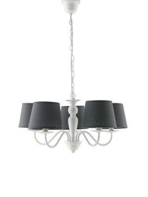 Luminosa Lighting Luminosa Favola 5 Light Chandeliers With Shades WhiteFabric 56X30Cm