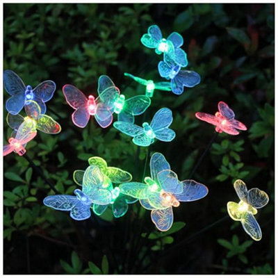 B&Q Bright Zeal Swaying Solar Firefly Garden Stake Lights (4 Pack) - Multicolour Led Dark