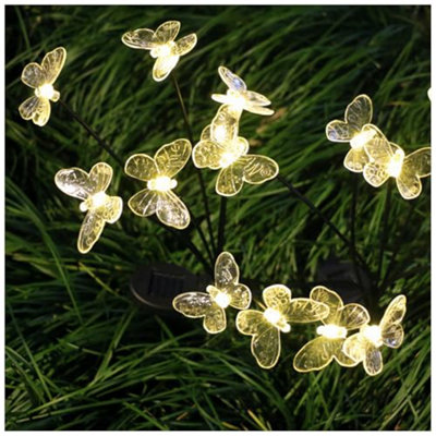 B&Q Bright Zeal 4 Pack Solar Garden Lights With Swaying Butterfly Leds Mesmerising Firefly Effect Outdoor Decorative Lights White/Light