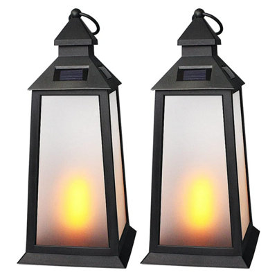 Bright Zeal 2 Pack Vintage Solar Powered Led Outdoor Lanterns, Garden Decorative Lights 14In, Ip44 Outdoor,halloween Decorations