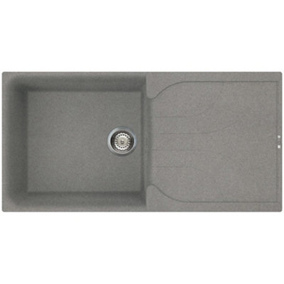 Reginox Ego 480 1000X500mm 1-Bowl Granite Inset Kitchen SinkMatt GreyOverflow And 90mm Waste Kit from B&Q