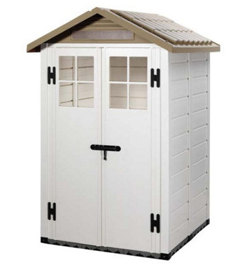 Shire Tuscany Evo 4 X 4 Feet 100 Apex Plastic Shed Double Door With Two Pre Glazed Plastic Windows from B&Q