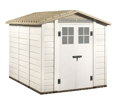 Shire Tuscany Evo 6'6" X 8' 240 Apex Plastic Shed Double Door With Two Perspex Windows Light/Black