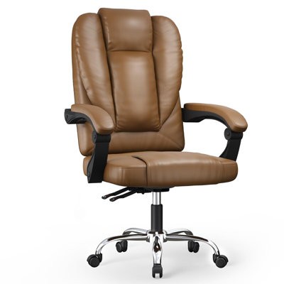Onemill Brown Executive Ergonomic Pu Leather Office Chair With Tilt Function