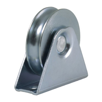 Parnells 80mm Gate Wheel Pulley Wheel In Bracket Guide Wheel Steel Wheel 16mm "u" Groove from B&Q