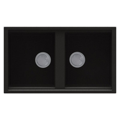 Reginox Best 450 2-Bowl Granite Inset Kitchen Sink With Two 90mm Basket WastesBlack Matt from B&Q