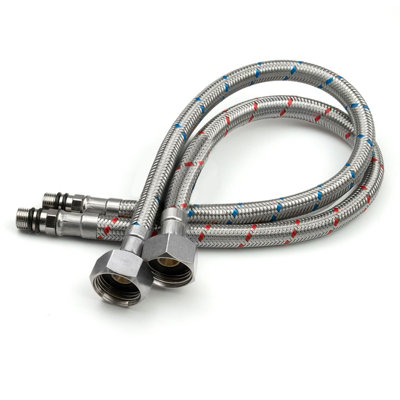 B&Q -  1000mm Pair Of G 1/2" Bsp Kitchen Or Basin Mixer Flexible Pipe Tails M10,10mm - Image 4