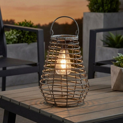 Maris Slate Solar Rattan Garden Lantern from B&Q