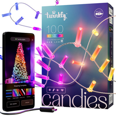 Twinkly Strings Usb-C 100 Candle-Shaped Rgb LedsClear Wire from B&Q