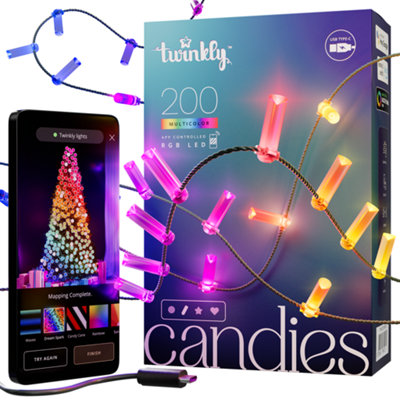 Twinkly Candies 200 Candle-Shaped Rgb LedsGreen WireUsb-C from B&Q