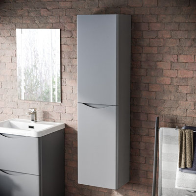 Nes Home 400mm Matte Grey Wall Hung Bathroom Cupboard Cabinet Storage from B&Q