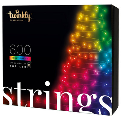 Twinkly Strings App-Controlled Led Christmas Lights With 600 Rgb (16 Million Colours) 48M Wire. Indoor/Outdoor Smart Lights Black