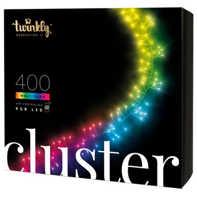 Twinkly Cluster App-Controlled Led Christmas Lights With 400 Rgb (16 Million Colours) 6M Wire. Indoor/Outdoor Smart Lights Black