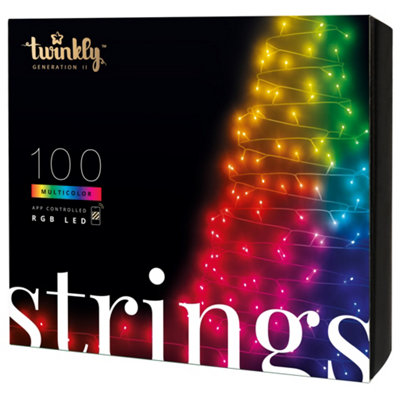 B&Q -  Strings App-Controlled Led Christmas Lights With 100 Rgb (16 Million Colours) 8M Black Wire Indoor/outdoor Smart Lights
