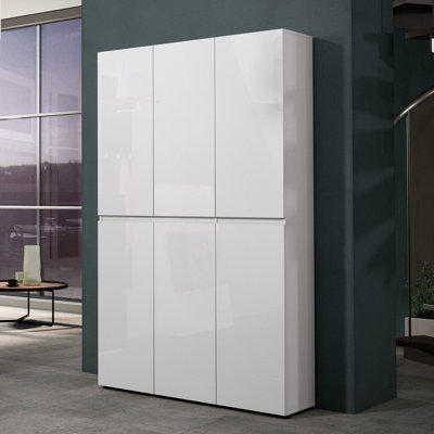 FurniComp LTD Furnicomp Vida 6 Door 122Cm White Gloss Tall Shoe Cabinet/storage Cupboard from B&Q