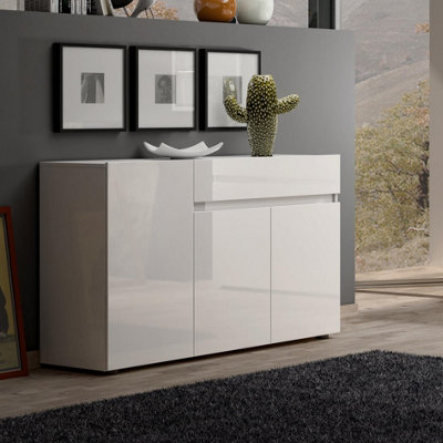 FurniComp LTD Furnicomp Vida 3 Door 1 Drawer 135Cm White Gloss Sideboard from B&Q