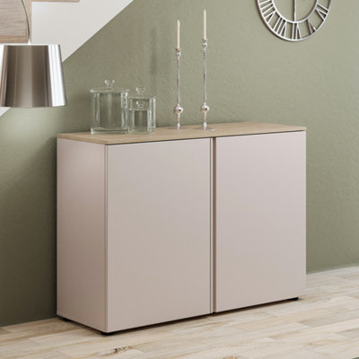 FurniComp LTD Furnicomp Lisbon 2 Door 120Cm Cashmere And Oak Sideboard from B&Q
