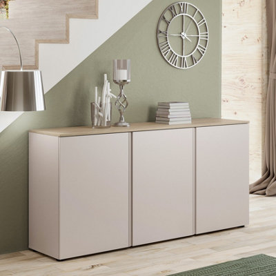 FurniComp LTD Furnicomp Lisbon 3 Door 180Cm Cashmere And Oak Sideboard from B&Q