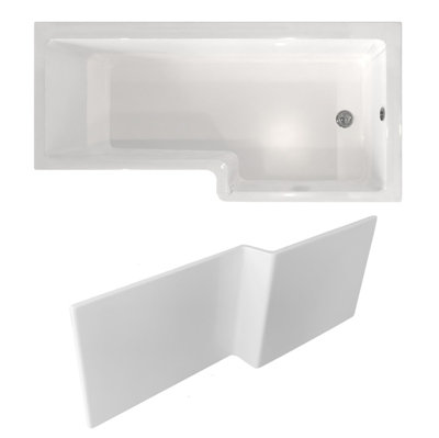 B&Q -  1700 X 850mm Square Right Hand L Shaped Shower Bath & Front Panel