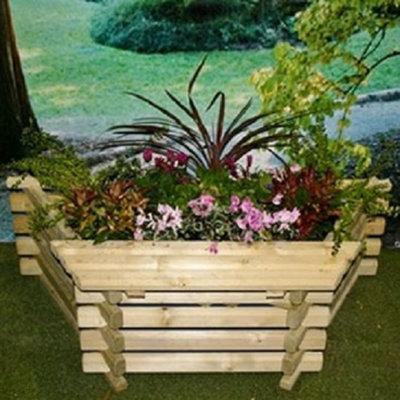 Norlog Flatback PlanterTimberL63.5 X W122 X H41 Cm from B&Q