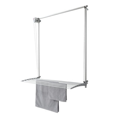 B&Q -  Wall 152 Cm GreyWall-Mounted Clothes AirerAdjustable HeightAluminum & Steel Build
