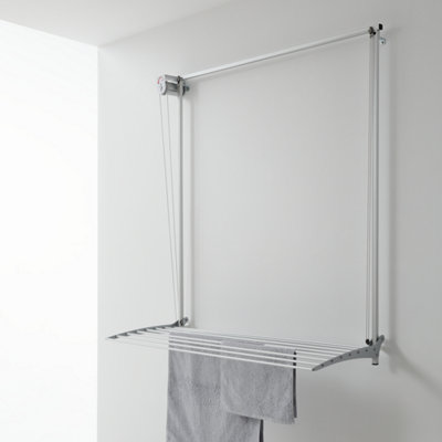B&Q -  Wall 88 Cm GreyWall-Mounted Laundry RackAdjustable HeightAluminum & Steel Build