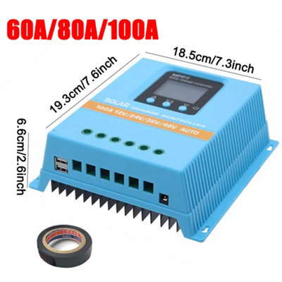 80A MPPT Solar Charge Controller with Auto 12V-48V Voltage & LCD Display