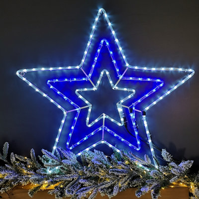 80cm 8 Function LED Rope light Triple Star Christmas Decorations in Blue and Ice White Price Comparisons | Compare The Build