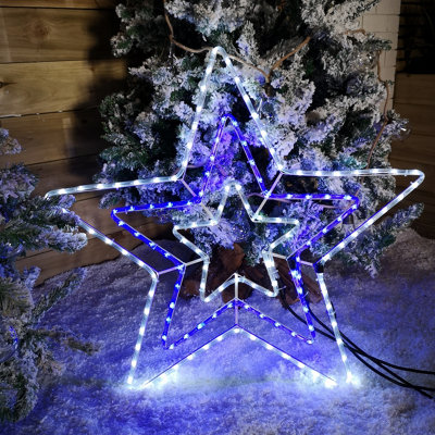 Christmas Decorations Christmas Star Blue store White Rope Light Double Wireframe Outd