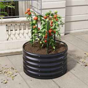 80cm Dia Round Galvanized Steel Raised Bed Kit Outdoor Metal Bottomless Planter Box for Planting Plants Vegetables