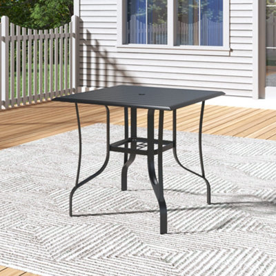80cm Garden Metal Slatted Coffee Table Square Outdoor Table with ...