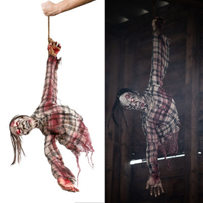 80CM HANGING ZOMBIE LIGHT MOVING SOUND ANIMATED HALLOWEEN DECORATION ...