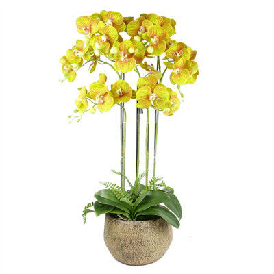 80cm Large Orchid Lime Yellow - 41 REAL TOUCH flowers