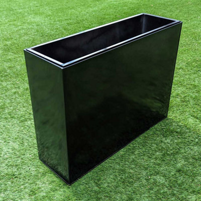 80cm Long Zinc Platinum Black 60cm Tall Trough Planter