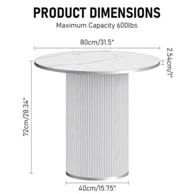 80CM Round Dining Table, Modern Dinner Table White(Without Chair)