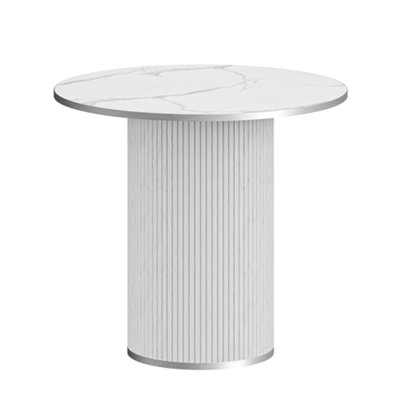 80CM Round Dining Table, Modern Dinner Table White(Without Chair)