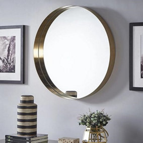 80cm Round Gold Wall Mirror Aluminium Frame Deep Frame
