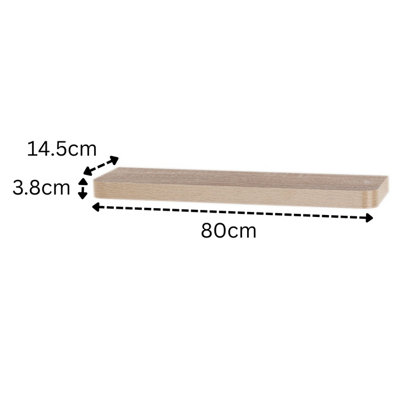 80cm Trent Narrow Floating Shelf Kit - Oak-Effect Wall Display